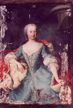 Portrét Marie Terezie ze Schwarzenberku, rozené z Lichtenštejna Český Krumlov, kolem roku 1750 olejomalba na plátně