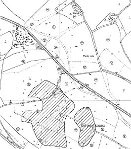 Povrchov przkum oputnch przkumnch a starch dlnch dl v lokalit erven kopec - Bhounek, katastrln mapa