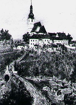 Mostek na Polenici pod kjovskm kostelem Nanebevzet Panny Marie, historick kresba