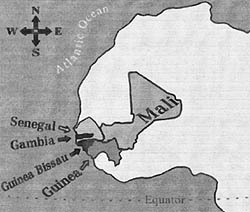 Gambie, mapa