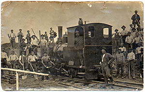 Vstavba eleznin stanice ve Mi, rok 1890 - historick foto