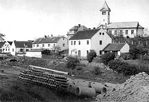 Vstavba nov koly ve Kemi v letech 1950-1952, historick foto