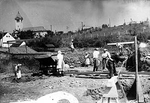 Vstavba nov koly ve Kemi v letech 1950-1952, historick foto