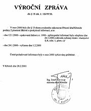 Vron zprva O Keme za rok 2000