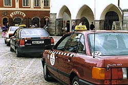 Taxi rank on the town square Svornosti in esk Krumlov