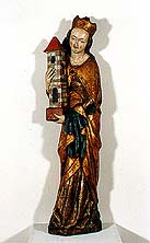 Sv. Barbora z kostela Svatý Tomáš, 15. století, sbírkový fond Okresního vlastivědného muzea v Českém Krumlově