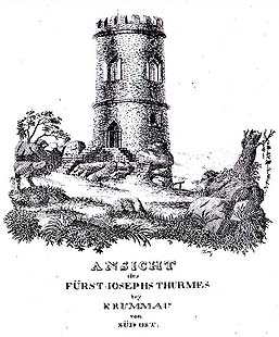 Kle, rozhledna - v knete Josefa na vrcholu hory, historick ilustrace, foto: J. Falta